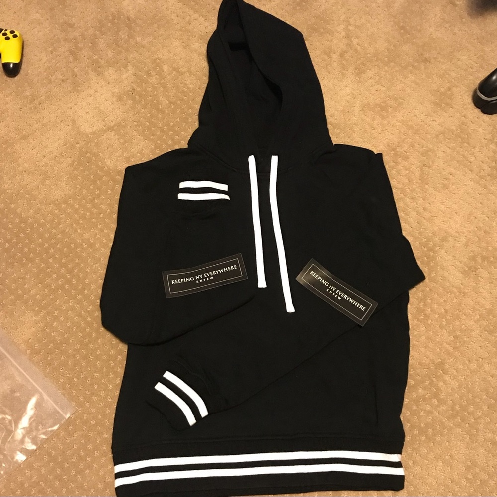 KNYEW BLACK VARSITY HOODIE SZ Medium